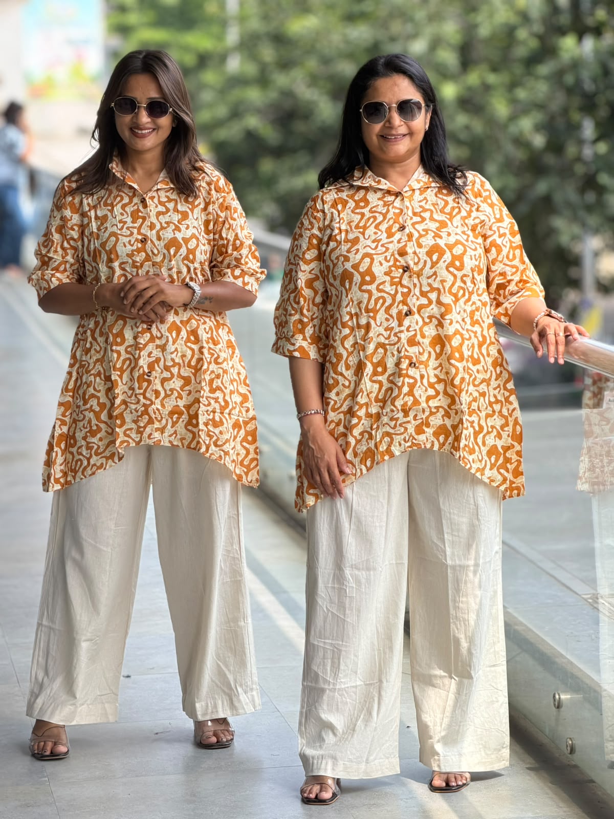 Floral Flow Long Shirt & Palazzo Set