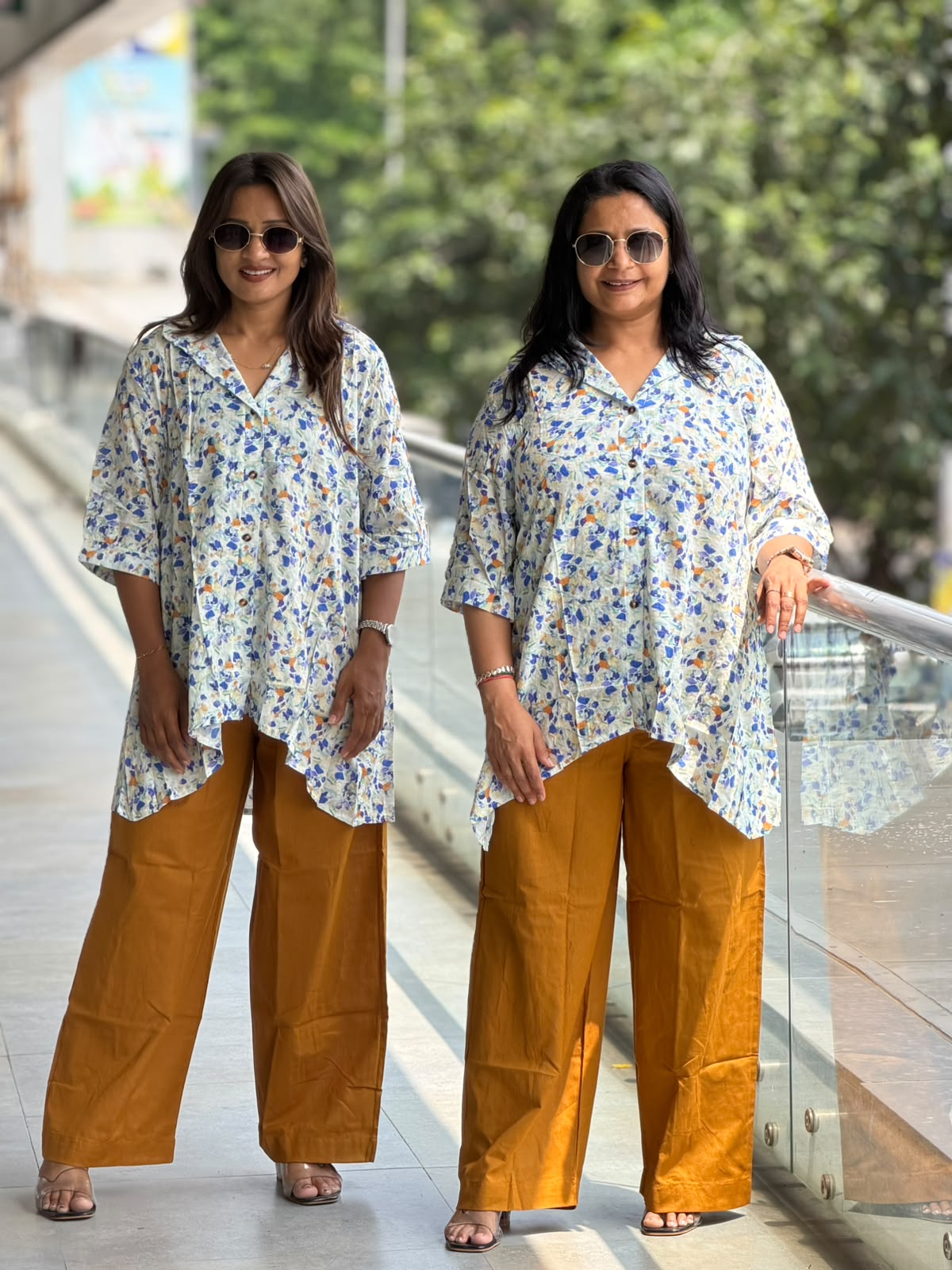 Floral Flow Long Shirt & Palazzo Set