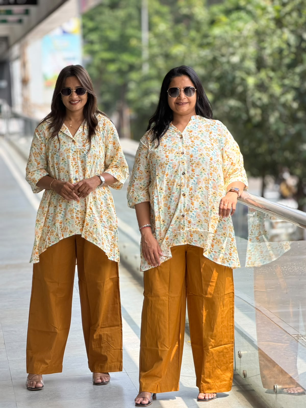 Floral Flow Long Shirt & Palazzo Set