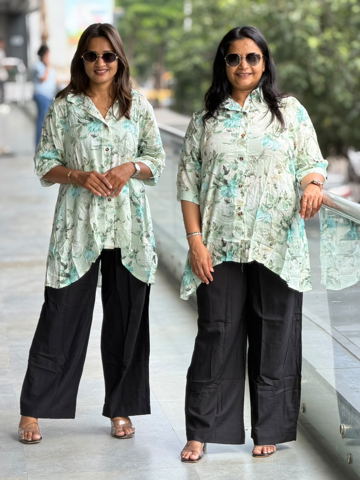 Floral Flow Long Shirt & Palazzo Set