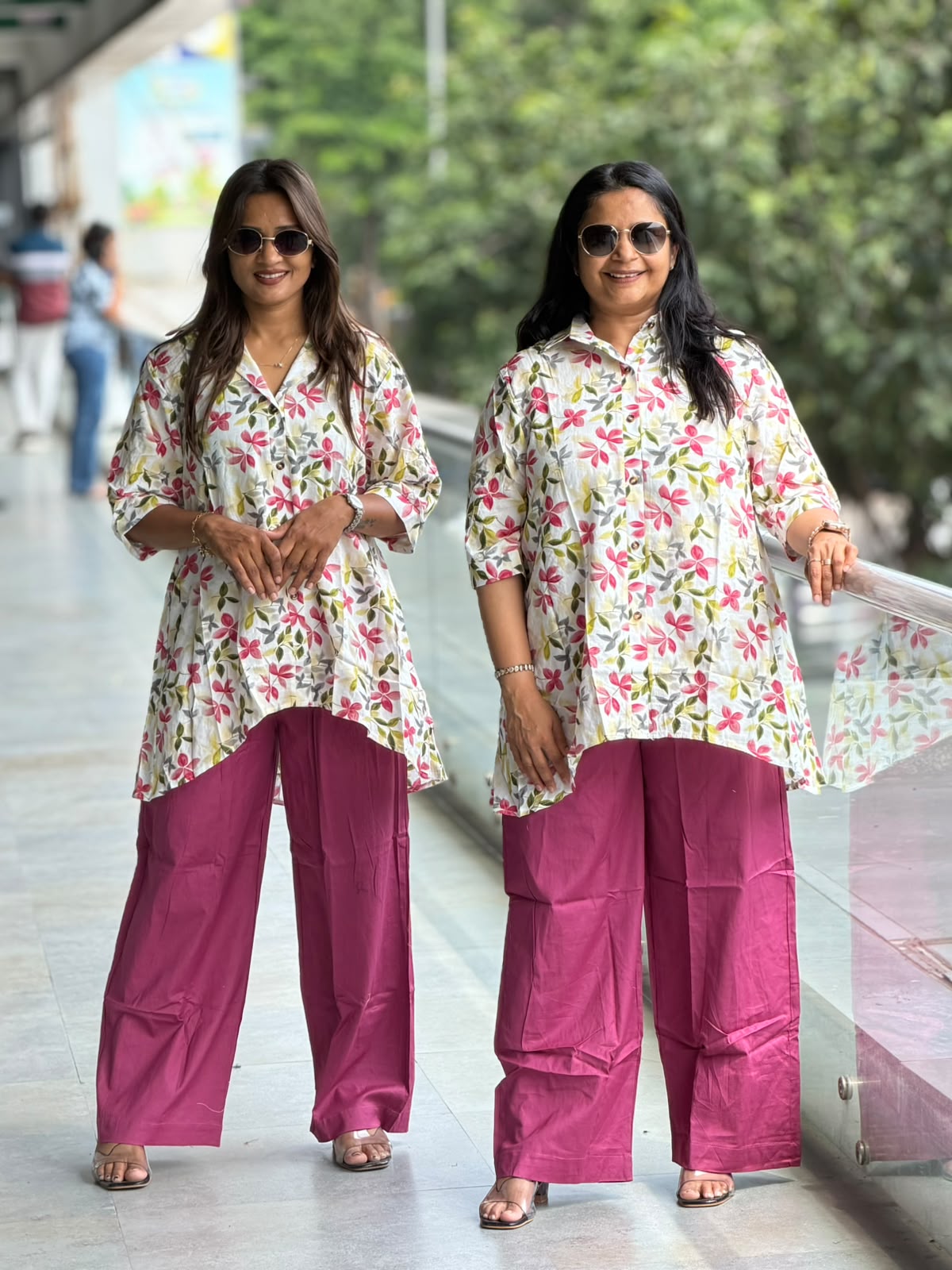 Floral Flow Long Shirt & Palazzo Set
