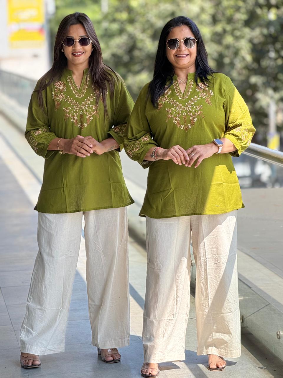 Cotton Embroidery Tunic Pair