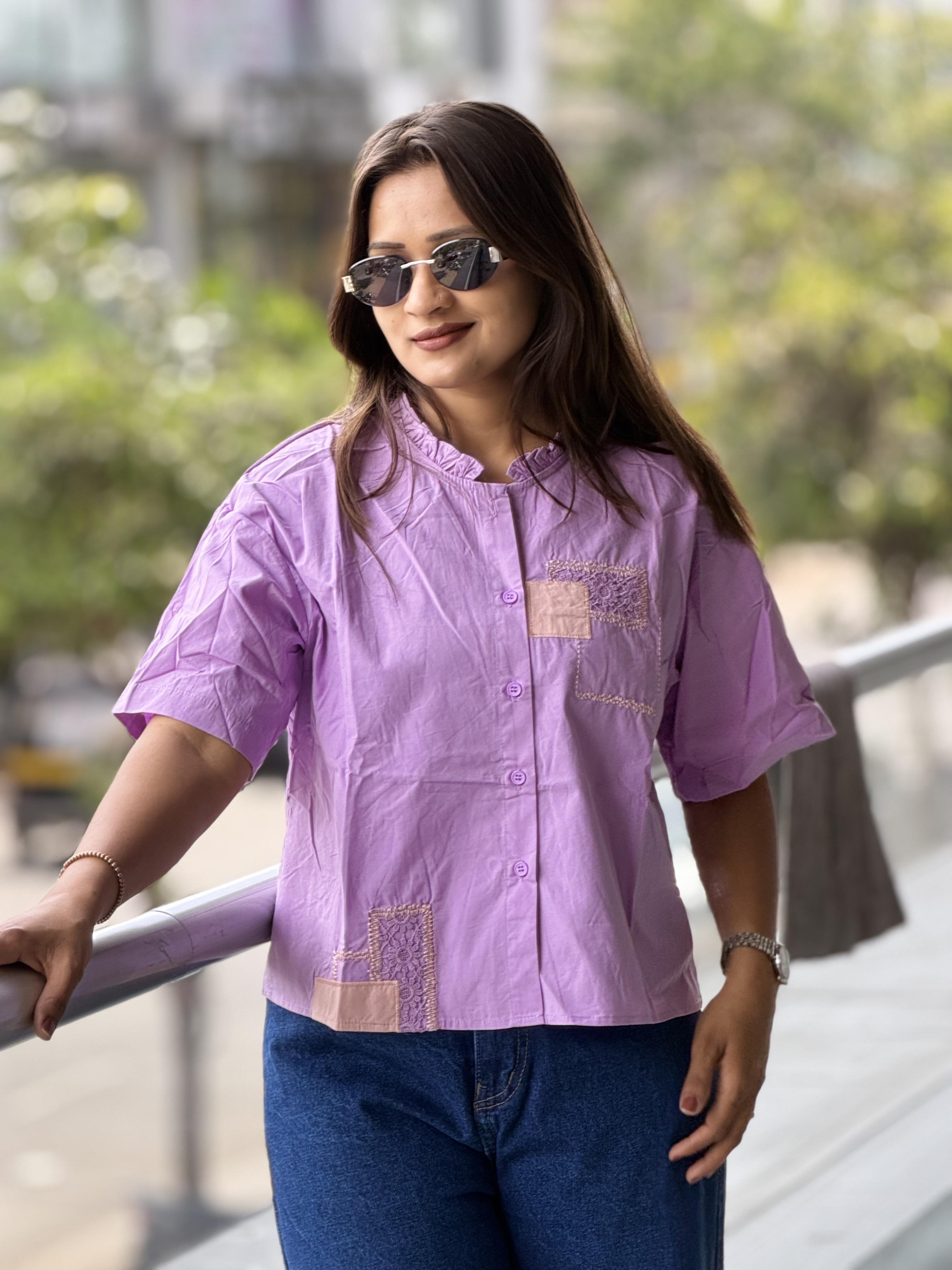 Women’s Casual Lavender Short Sleeve Top