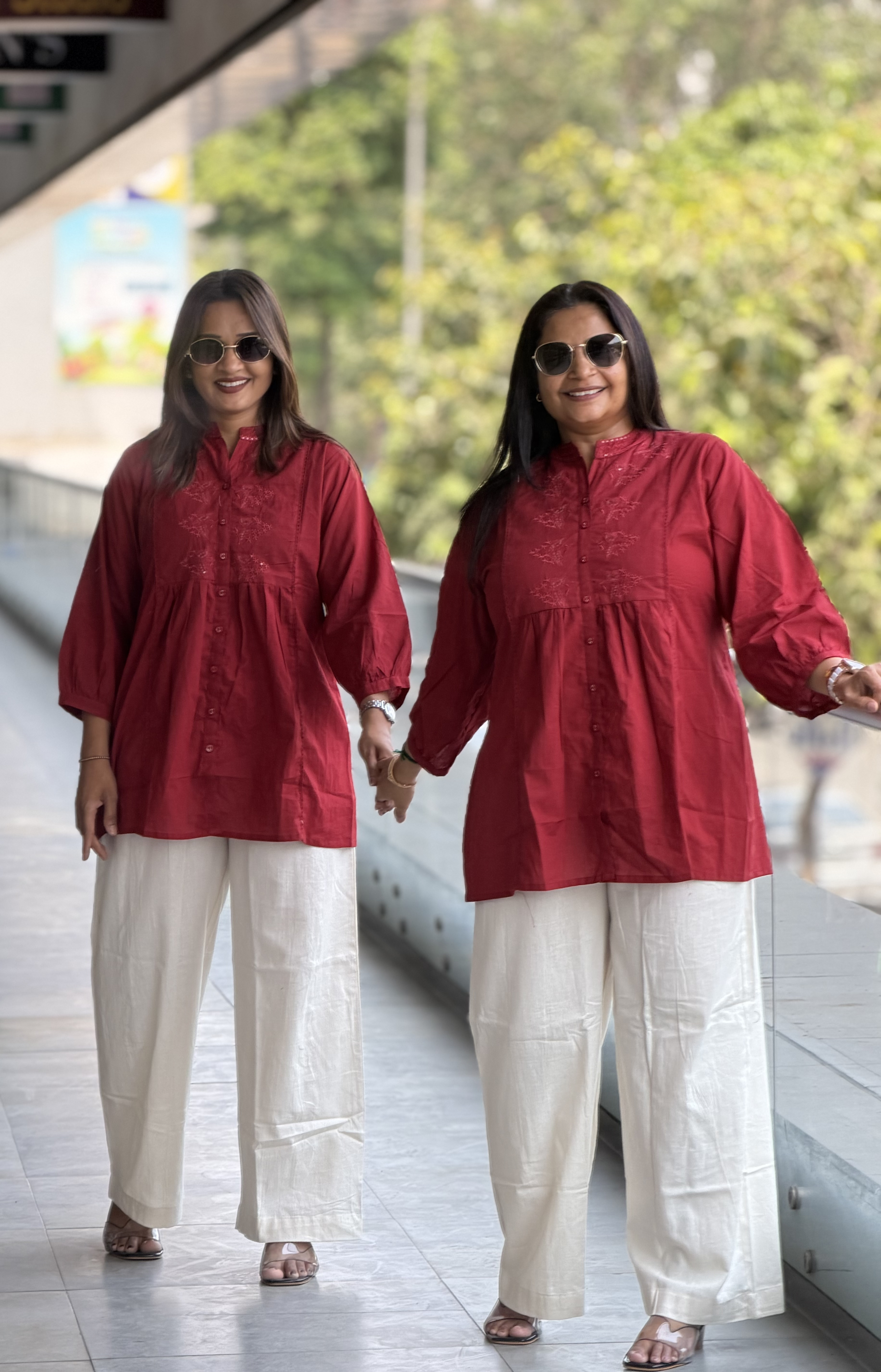 Wine Blossom Embroidered Tunic